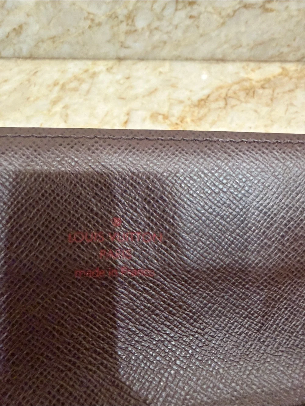 Louis Vuitton Brown Damier Ebene Check Fold-Over Wallet with Gold Hardware